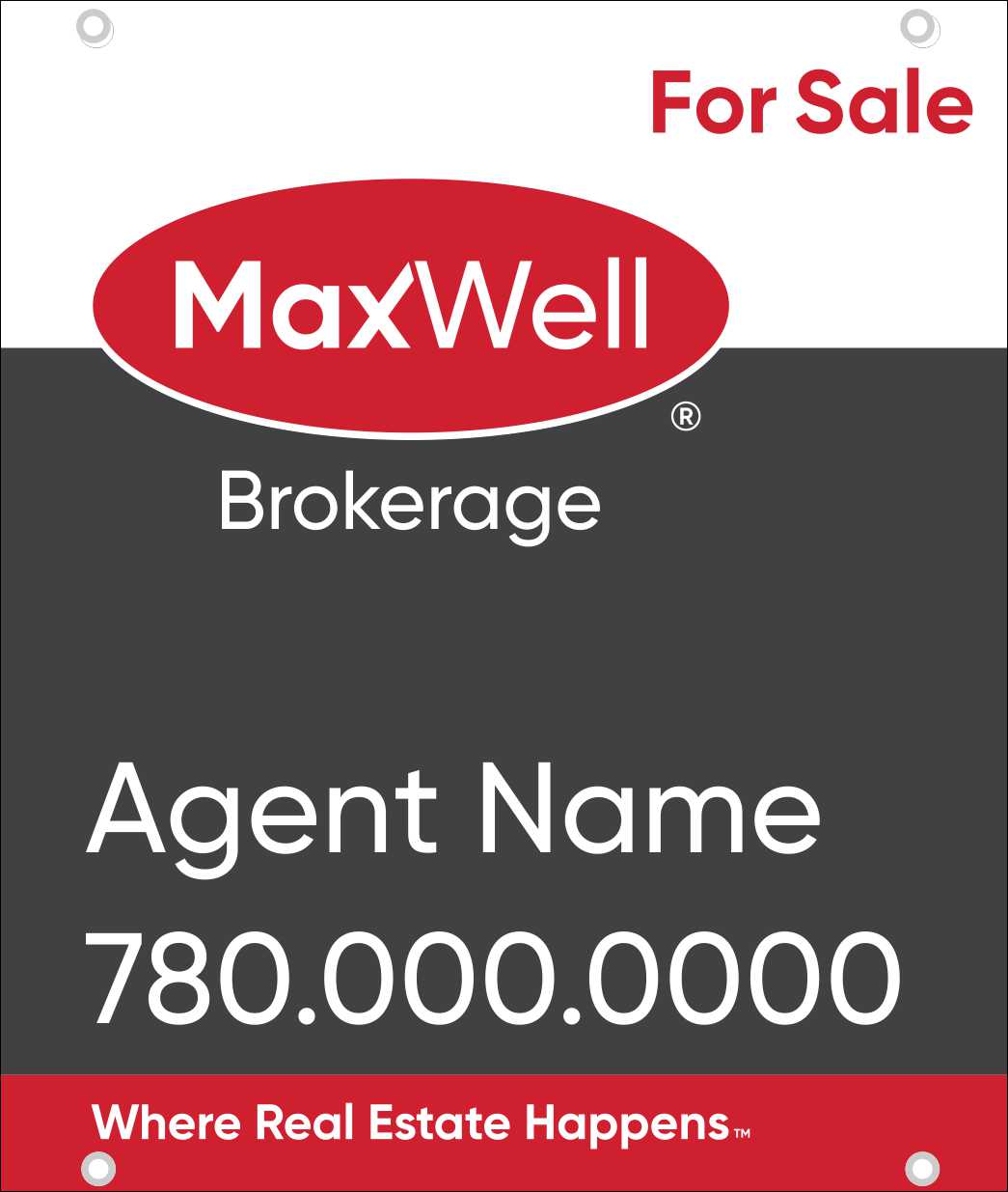 MaxWell Realty For Sale sign panel vertical