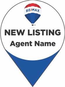 Remax map point New Listing sign with stepstake on coroplast